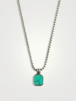 Square Turquoise Pendant Necklace