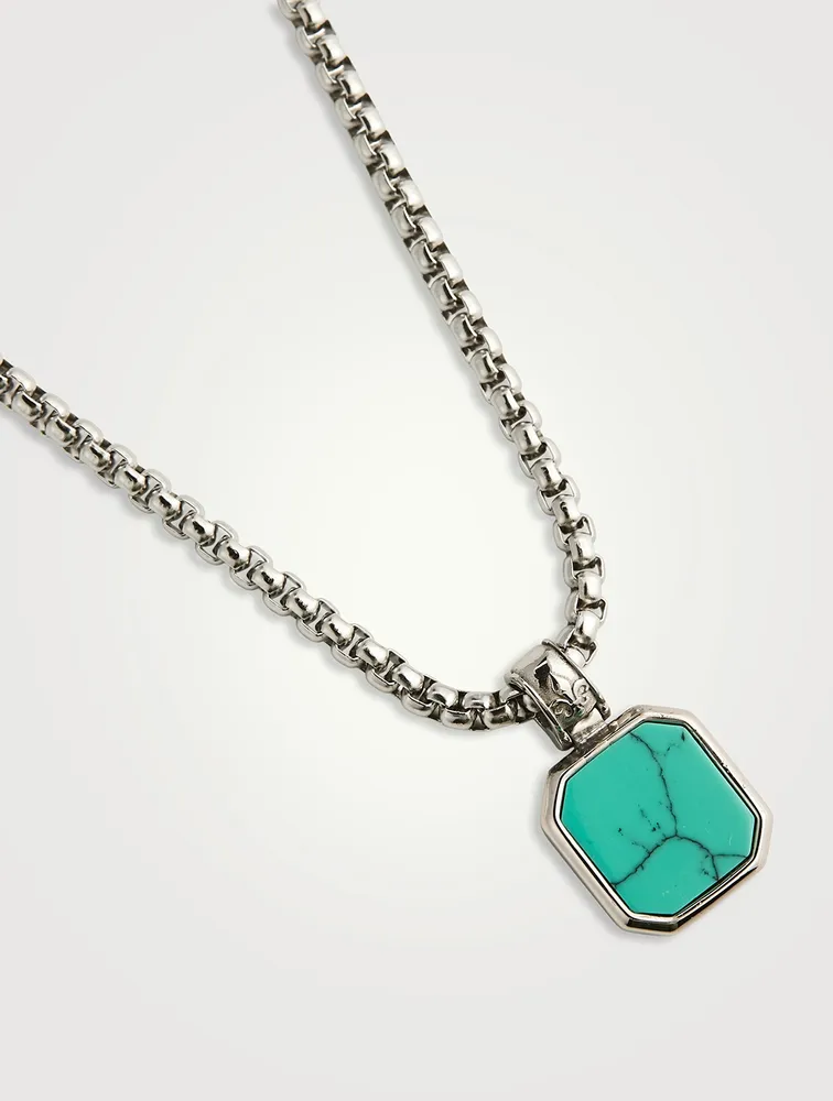 Square Turquoise Pendant Necklace