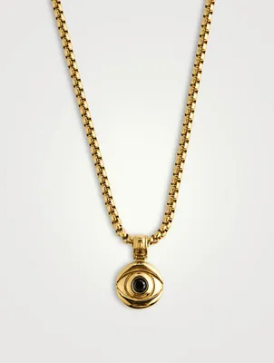 Evil Eye Coin Necklace With Black Stone