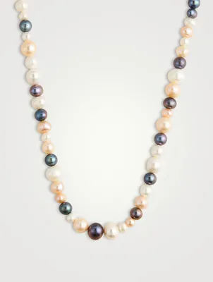 Rainbow Pearl Necklace With Gold Plated Panther Head Lock