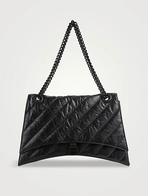 Large Crush Quilted Leather Shoulder Bag