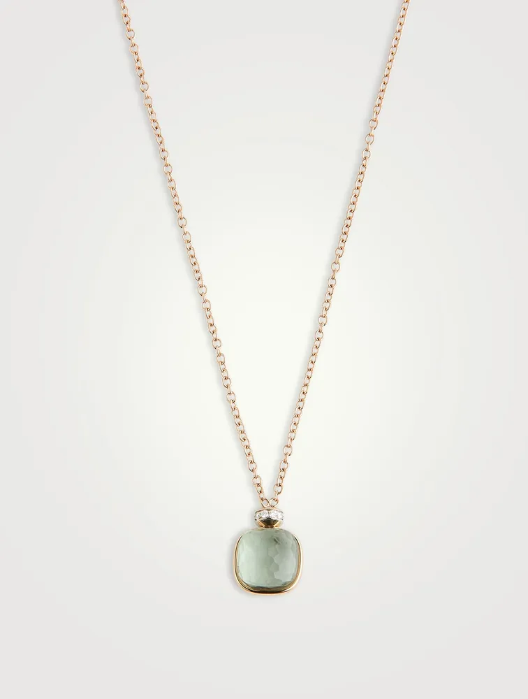 Nudo Pendant Necklace With Prasiolite And Diamonds