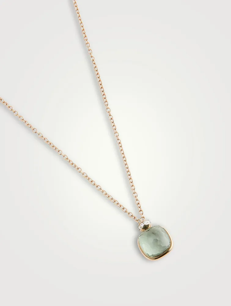 Nudo Pendant Necklace With Prasiolite And Diamonds