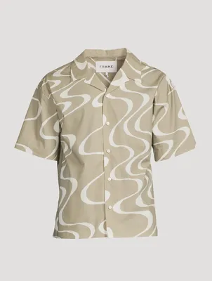 Organic Cotton Short-Sleeve Shirt Wave Print
