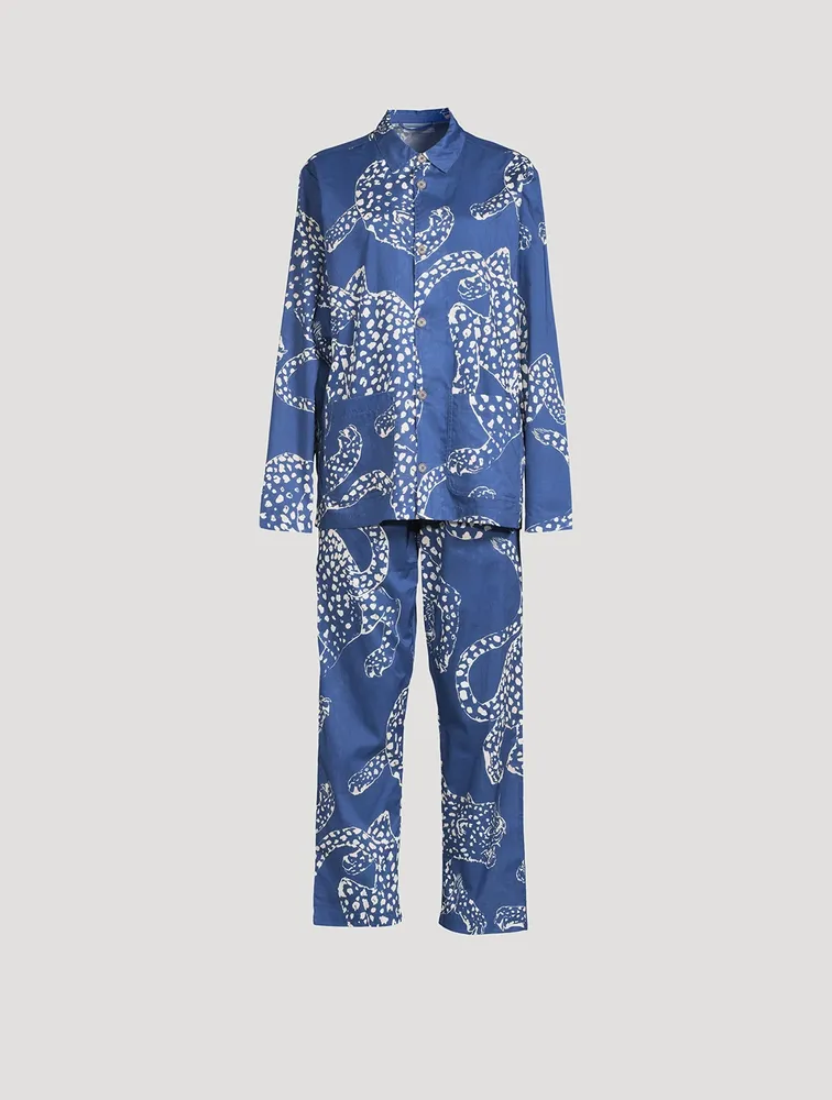 DESMOND & DEMPSEY Pocket Pajama Set In The Jag Print