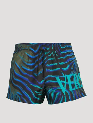 Logo Swim Shorts Zebra Print