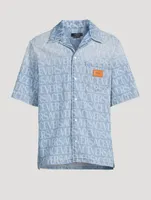 Short-Sleeve Denim Shirt Logo Print