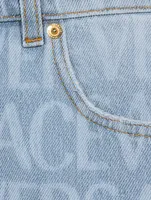 Cotton Straight-Leg Jeans Logo Print