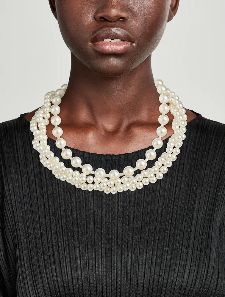 Triple Twisted Faux Pearl Necklace