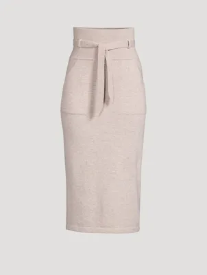 Cashmere High Waisted Midi Skirt