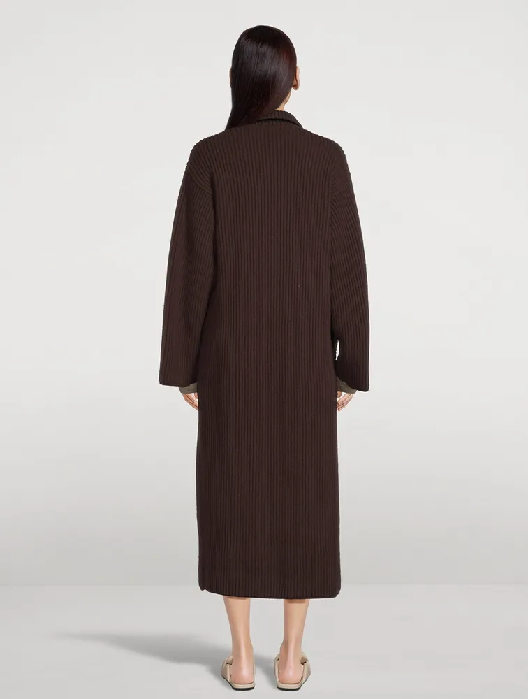 Cashmere Ribbed Knit Coat