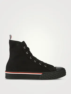 Collegiate High-Top Sneakers With Canvas Tartan Sole