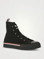 Collegiate High-Top Sneakers With Canvas Tartan Sole