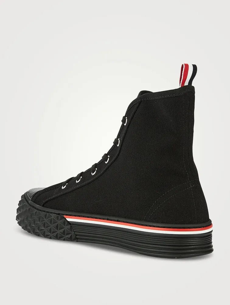 Collegiate High-Top Sneakers With Canvas Tartan Sole