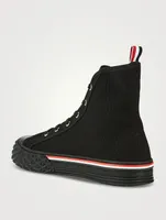 Collegiate High-Top Sneakers With Canvas Tartan Sole
