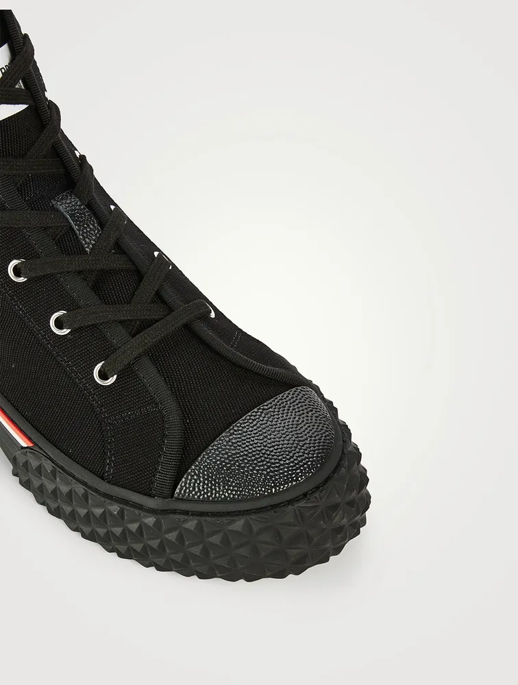 Collegiate High-Top Sneakers With Canvas Tartan Sole