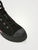 Collegiate High-Top Sneakers With Canvas Tartan Sole