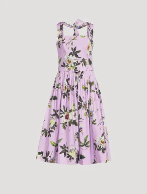 Belted Midi Dress Passionflower Print