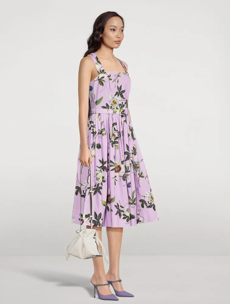 Belted Midi Dress Passionflower Print