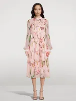 Silk Chiffon Shirt Dress Tulip Mania Print