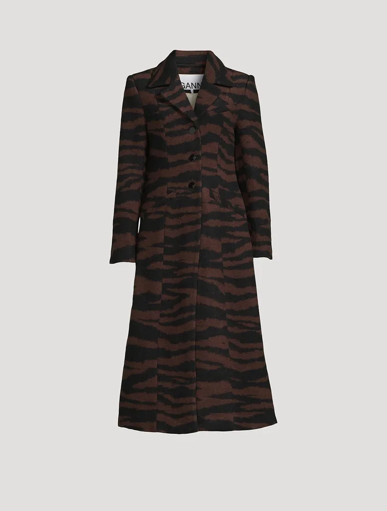 Animal-Stripe Jacquard Coat