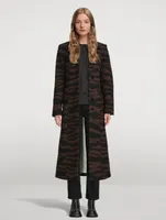 Animal-Stripe Jacquard Coat