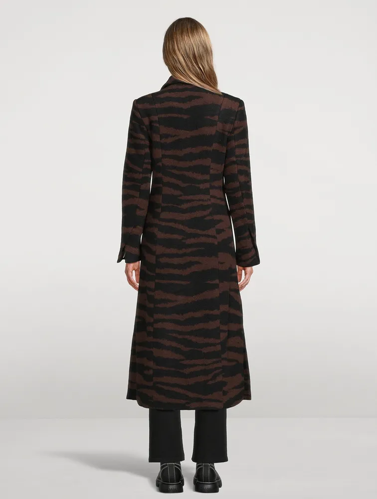 Animal-Stripe Jacquard Coat