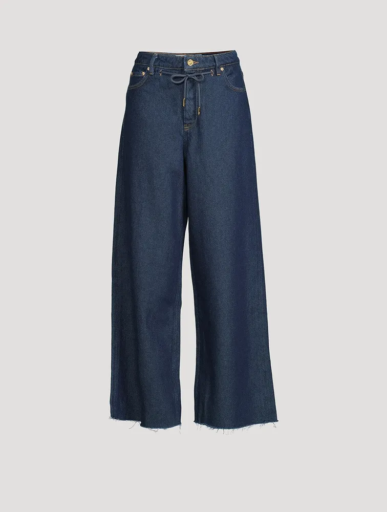 Wide-Leg Drawstring Jeans