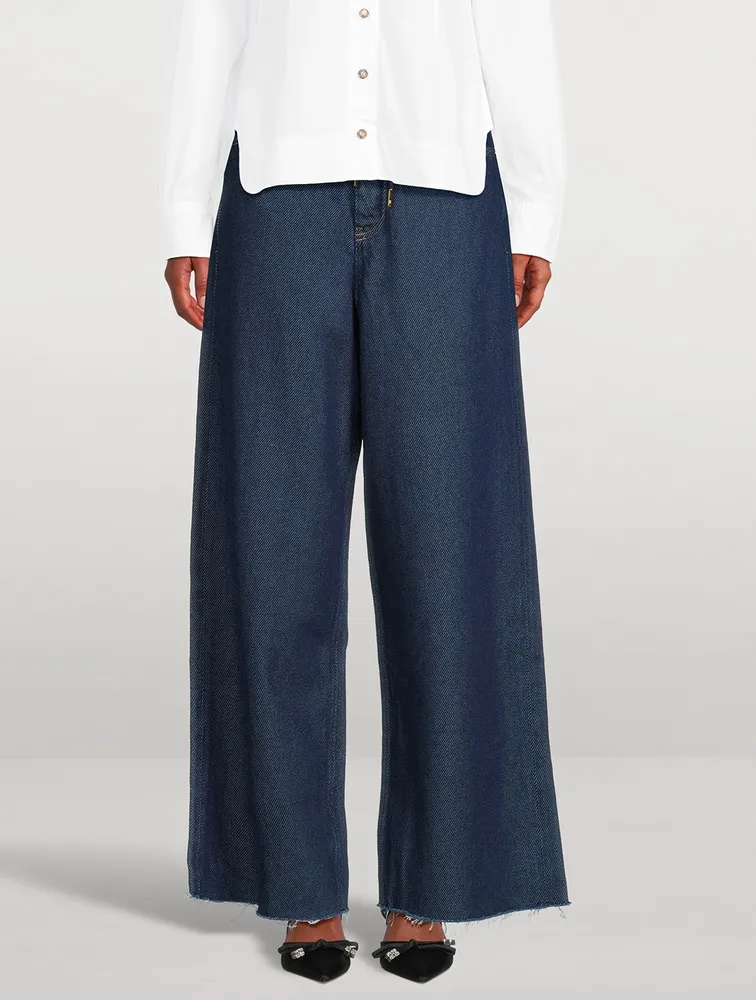 Wide-Leg Drawstring Jeans