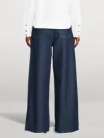 Wide-Leg Drawstring Jeans