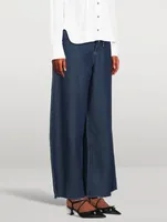 Wide-Leg Drawstring Jeans