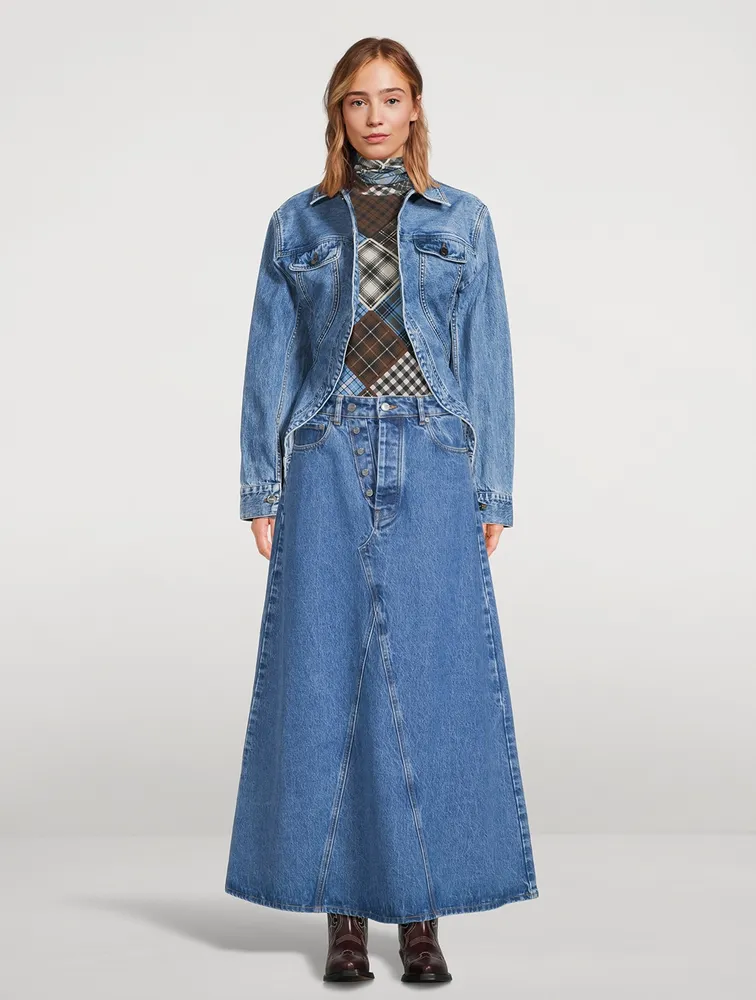 Mesh Turtleneck Check Print
