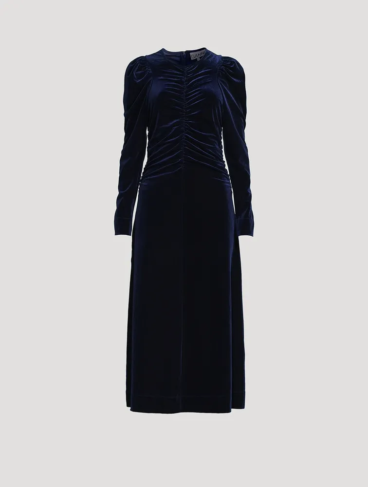 Ruched Velvet Jersey Maxi Dress