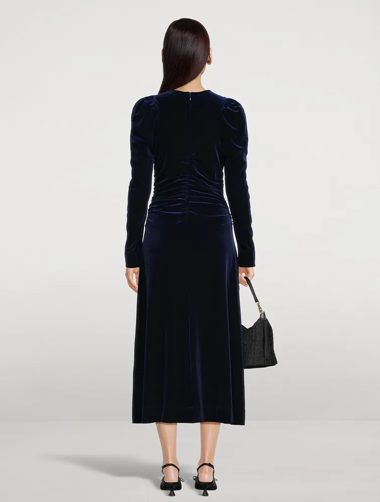 Ruched Velvet Jersey Maxi Dress