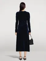 Ruched Velvet Jersey Maxi Dress