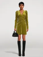 Ruched Velvet Jersey Mini Dress