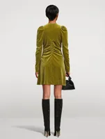 Ruched Velvet Jersey Mini Dress
