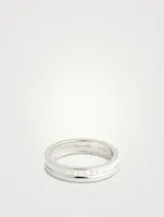 S Quatre Double 18K White Gold Wedding Band With Hyceram