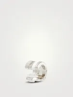 S Quatre 18K White Gold Single Clip Earring Double White Edition With Hyceram And Diamonds