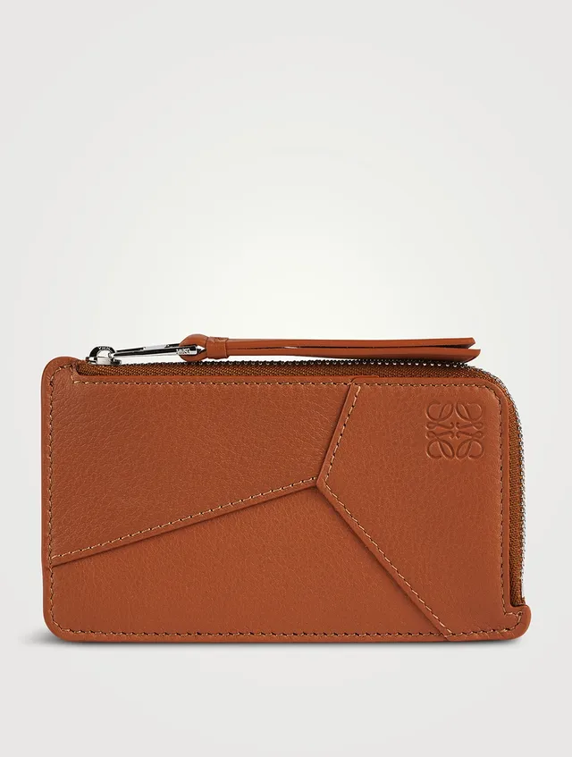 Loewe Puzzle Logo-debossed Leather Cardholder In Orange