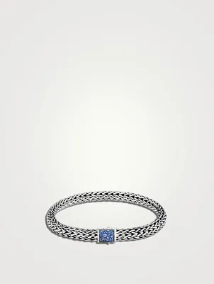 Classic Chain Reversible Bracelet With Blue Sapphire