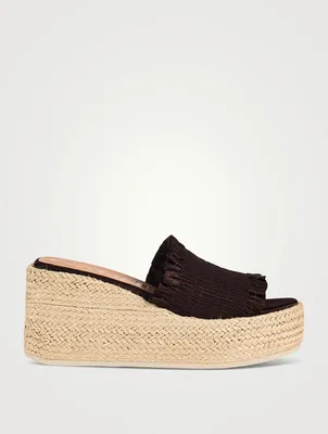 Smocked Espadrille Wedge Mules