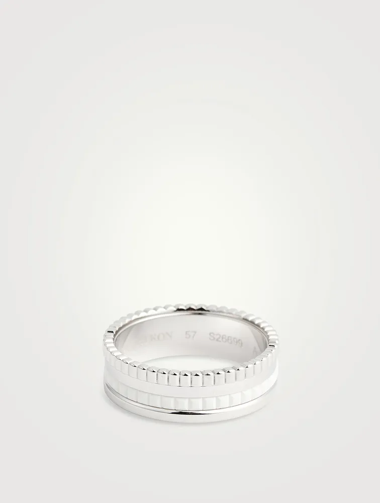 S Quatre Double White Edition 18K Gold Ring With Hyceram