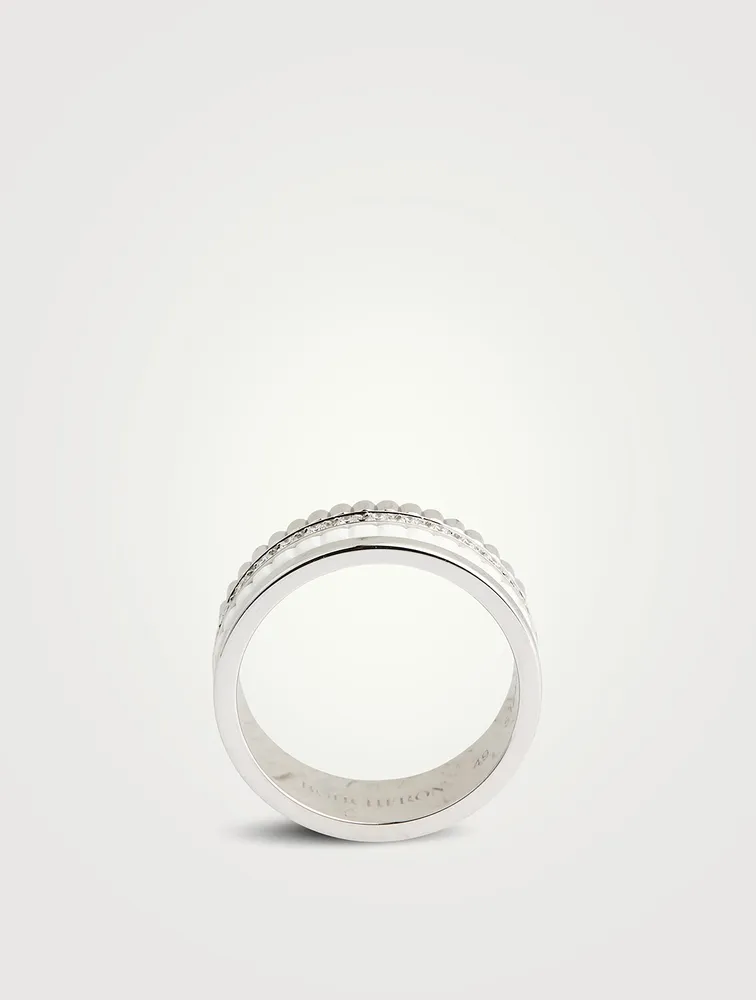 Quatre Double White Edition Gold Ring With Hyceram And Diamonds