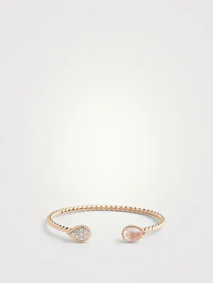 S Motif Serpent Bohème 18K Rose Gold Bracelet With Pink Quartz And Diamonds