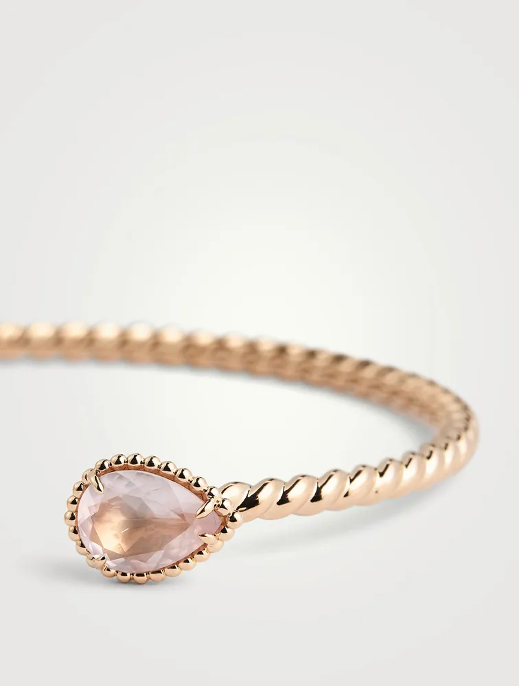 S Motif Serpent Bohème 18K Rose Gold Bracelet With Pink Quartz And Diamonds