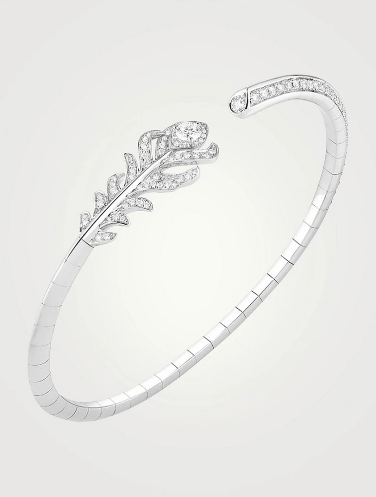 Plume De Paon 18K White Gold Bracelet With Diamonds