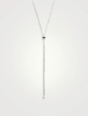 Mini Quatre Black Edition 18K White Gold Tie Necklace With Black PVD And Diamonds