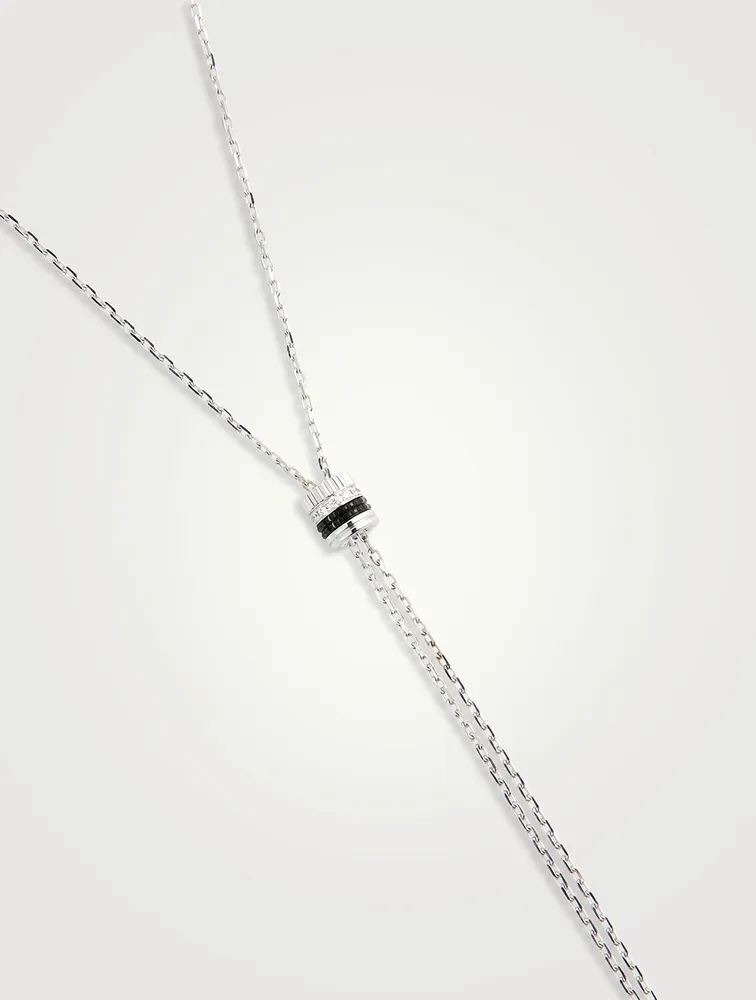 Mini Quatre Black Edition 18K White Gold Tie Necklace With Black PVD And Diamonds