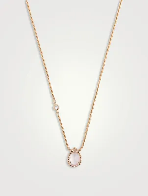 XS Motif Serpent Bohème 18K Rose Gold Pendant Necklace With Pink Quartz And Diamond